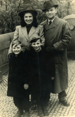  Prague, CZ Uncle Yitzchak Eizik with wife Pepie and cousins Moshe and Asher Katz 